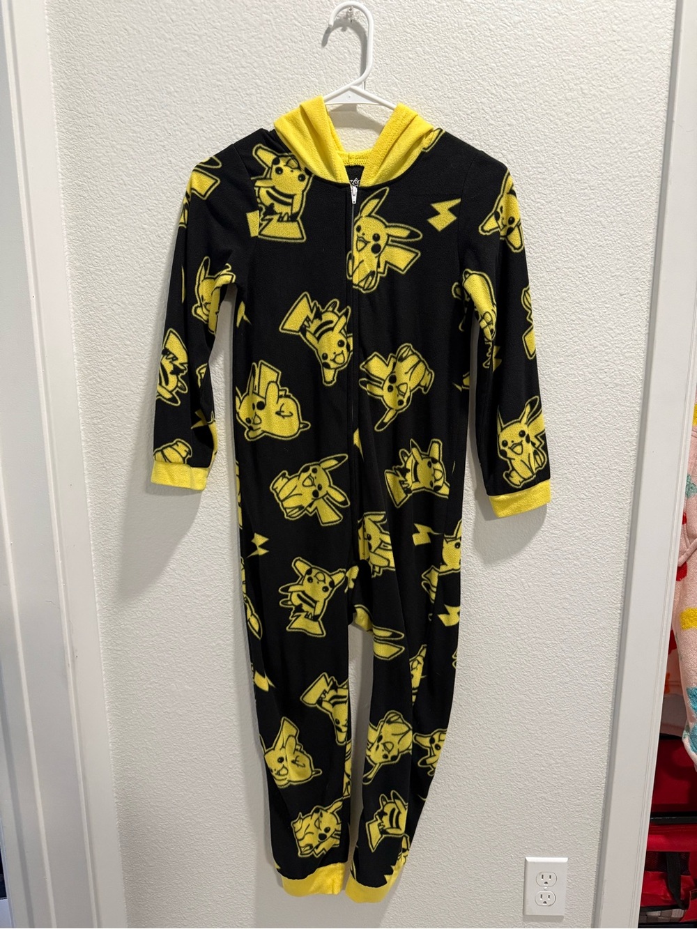 Kids Black & Yellow Pikachu Graphic Hooded Onesie